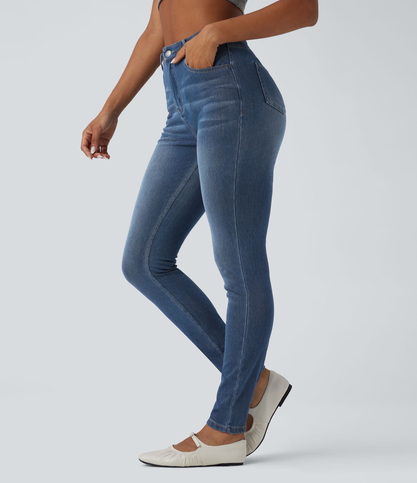 Jean ajusté décontracté Halara Flex™ taille haute avec poches