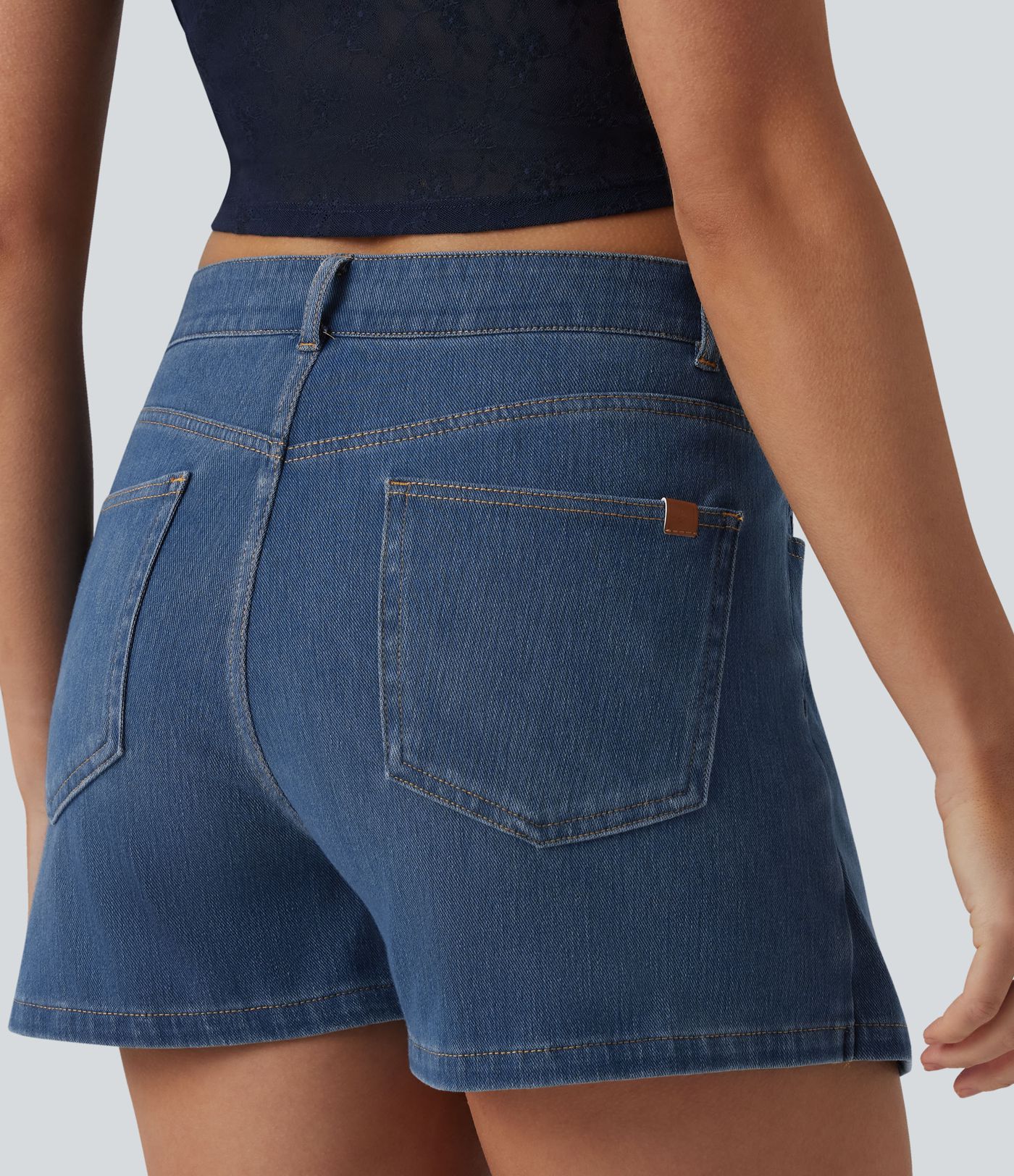 Micro skort jean Halara Flex™  taille mi-haute asymétrique avec poches