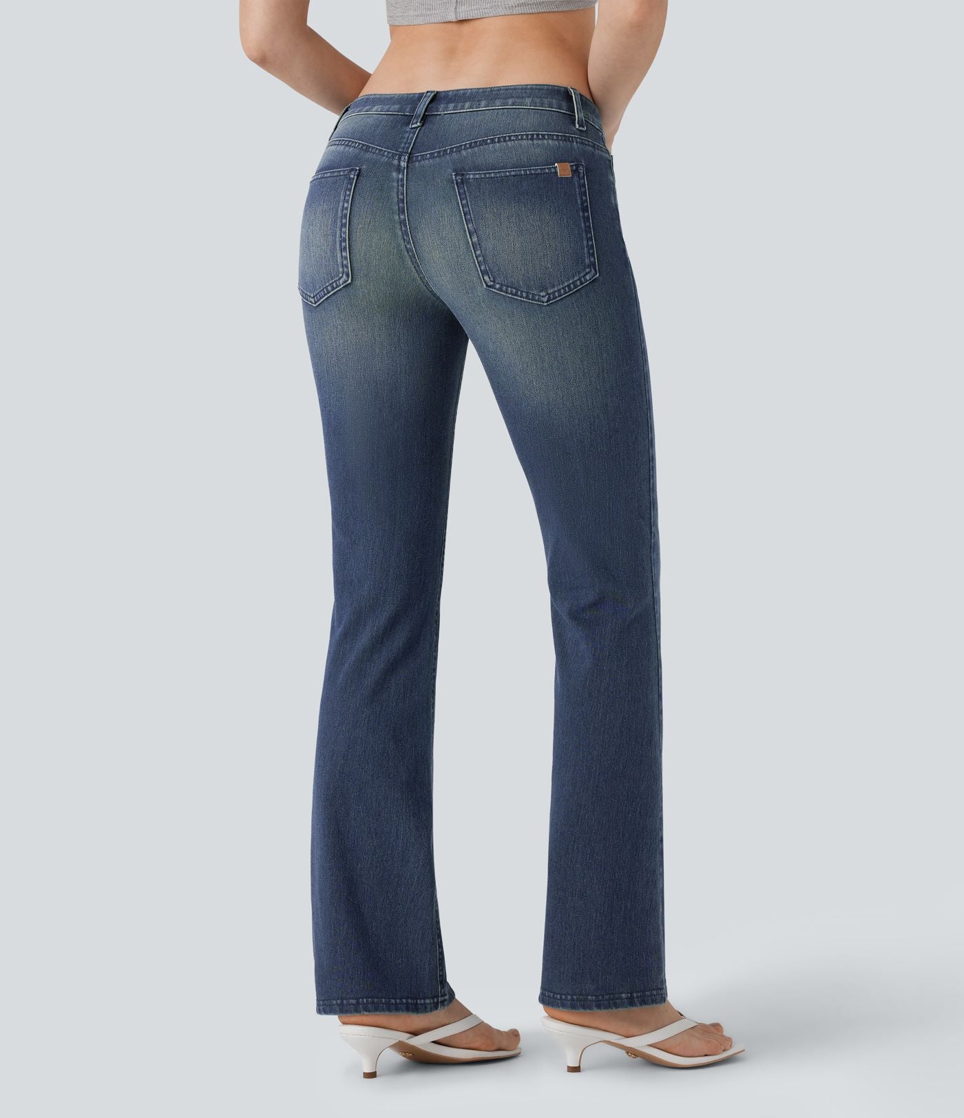 Jean bootcut délavé taille basse Halara Flex™ à poches multiples