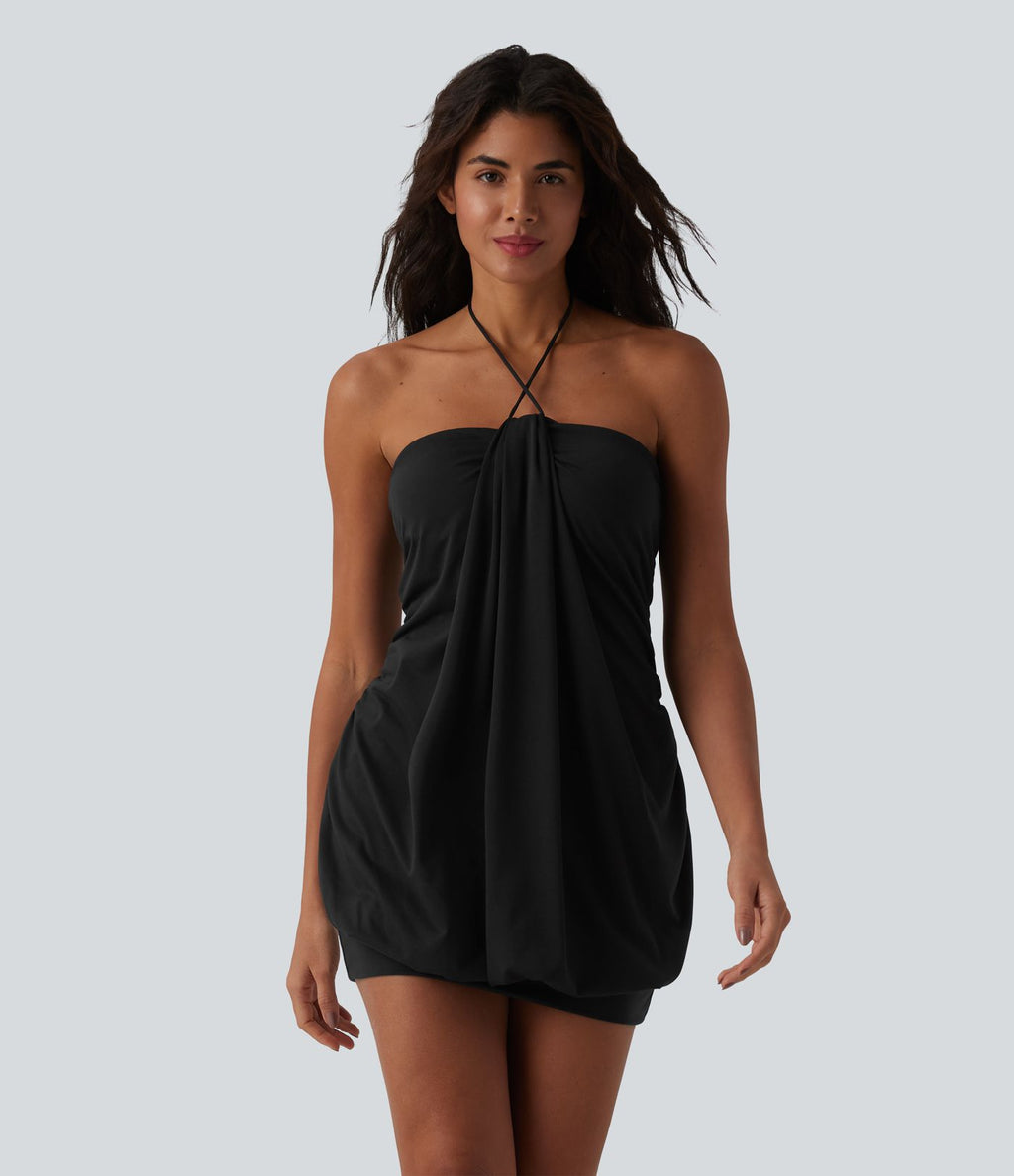 Robe mini moulante à dos nu et brassière intégrée