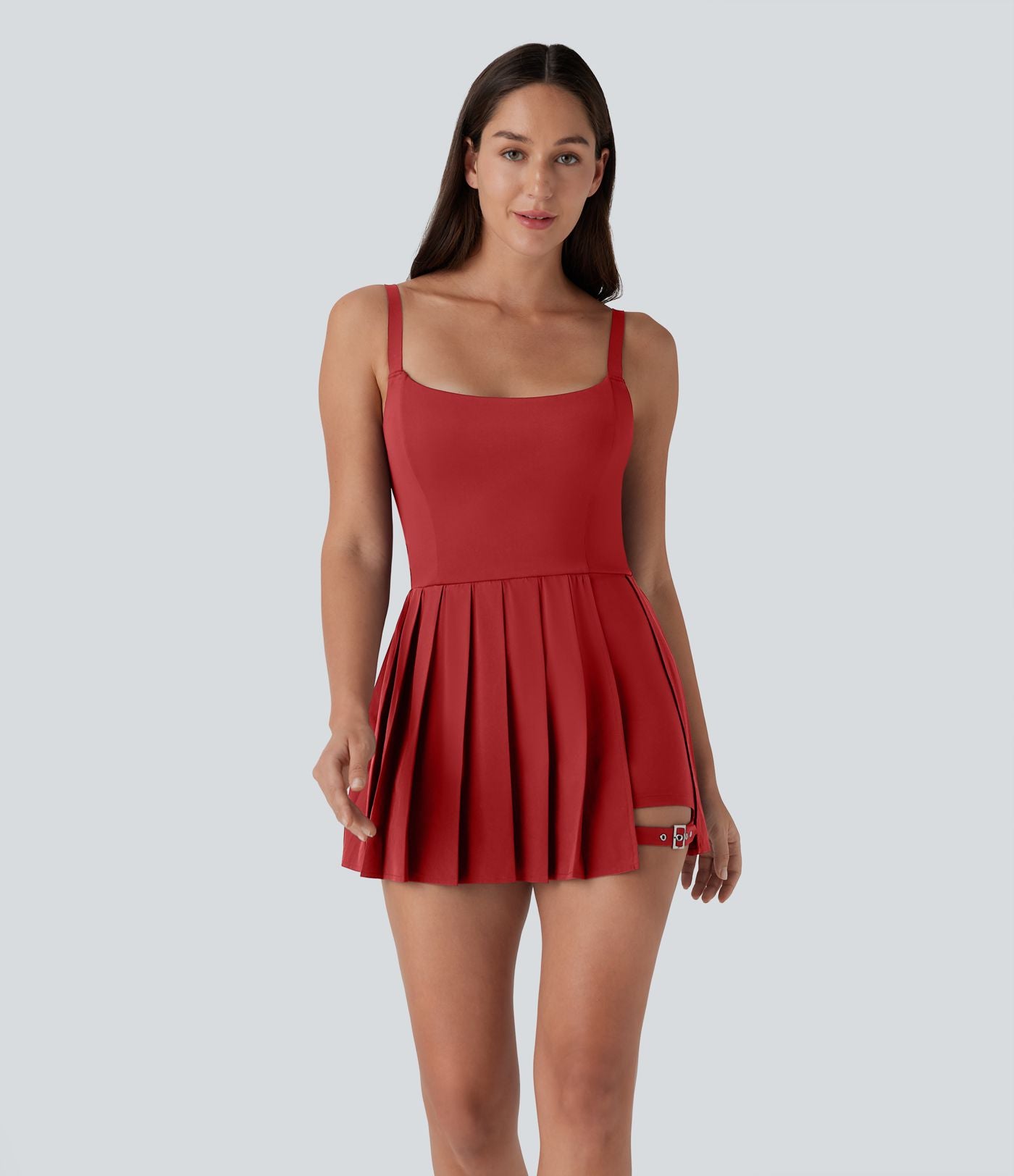 Breezeful™ Robe bain de soleil plissée à boucle ajustable 2-en-1 avec poche latérale séchage rapide micro-courte décontractée