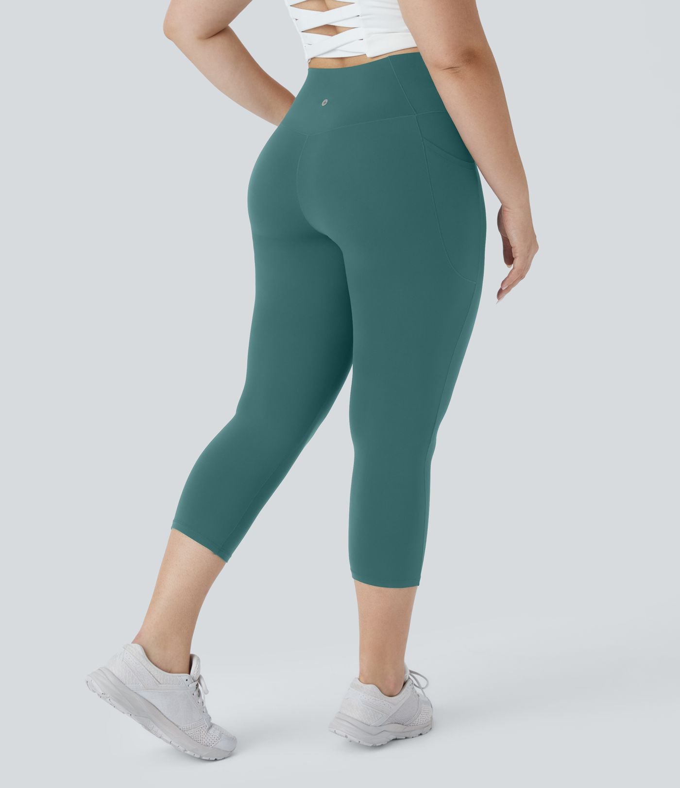 Softlyzero™ Legging Capri de Yoga Grande Taille Taille Haute avec Poche et Découpe Croisée