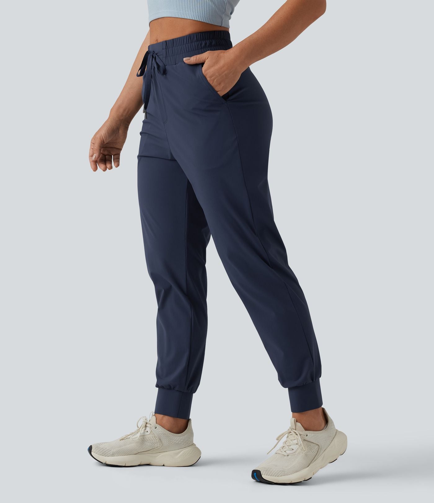 Jogging running taille mi-haute à cordon de serrage avec poches