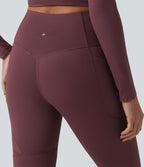 Legging évasé casual en maille respirante ventre plat taille haute avec poche