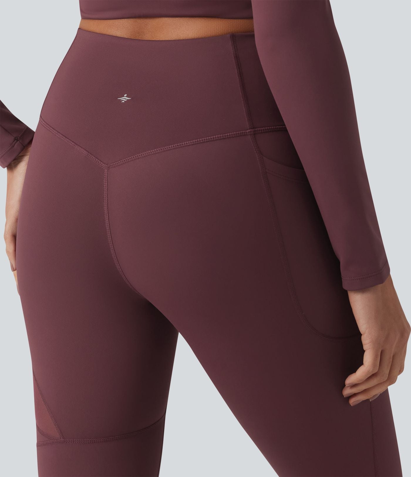 Legging évasé casual en maille respirante ventre plat taille haute avec poche