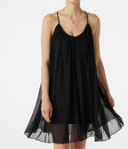 Robe nuisette mini de plage en mesh avec col V et dos noué