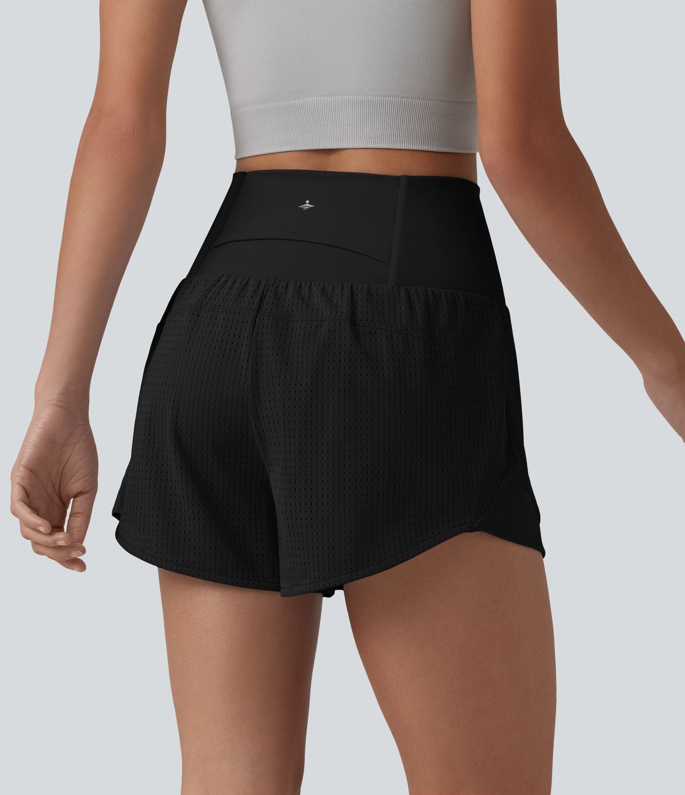 Short de yoga 2-en-1 gainant taille haute à œillets avec poche — 6,5 cm