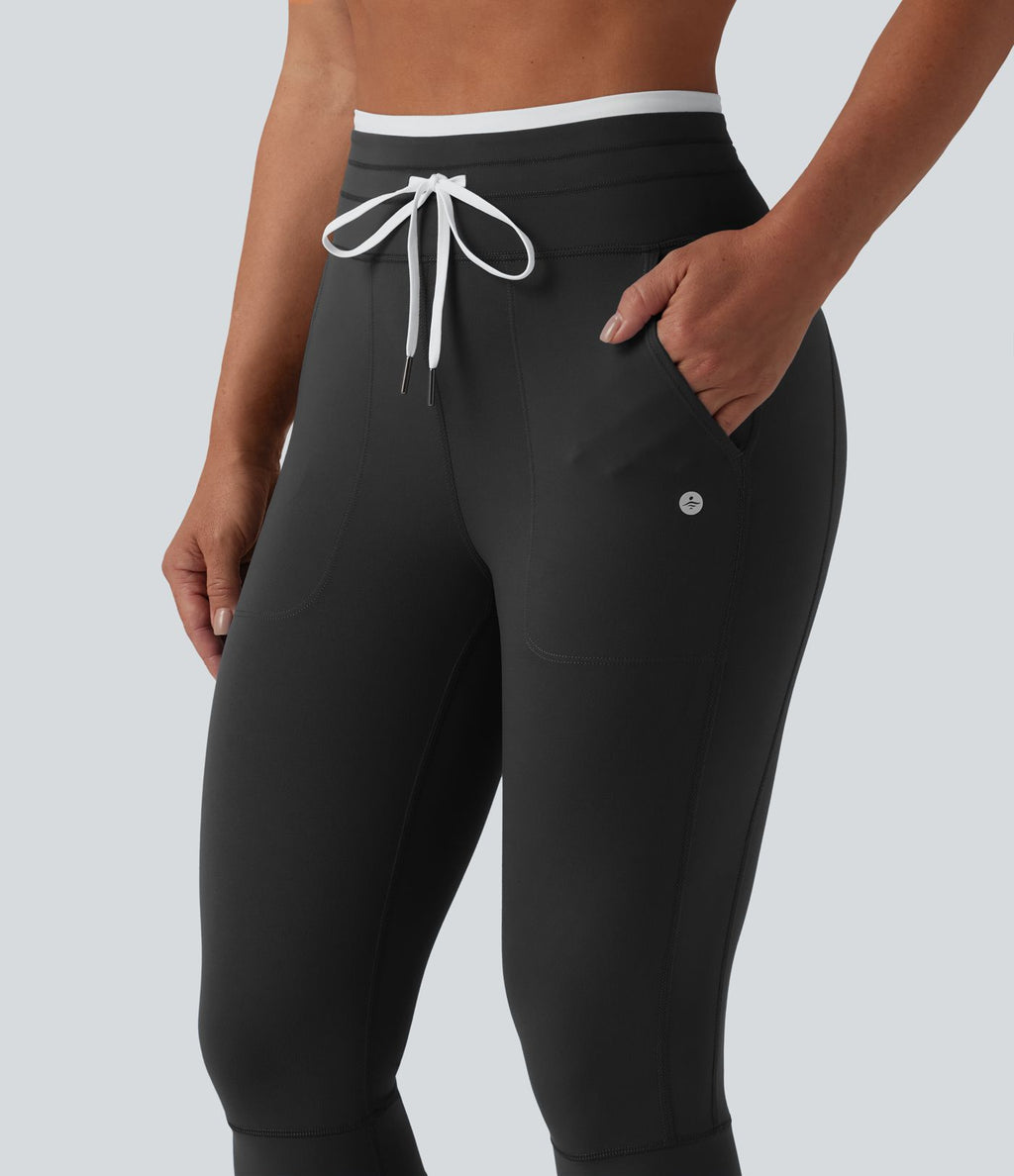 Legging de yoga corsaire Halara UltraSculpt™ color block taille haute gainant avec cordon de serrage avec poches