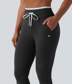 Legging de yoga corsaire Halara UltraSculpt™ color block taille haute gainant avec cordon de serrage avec poches