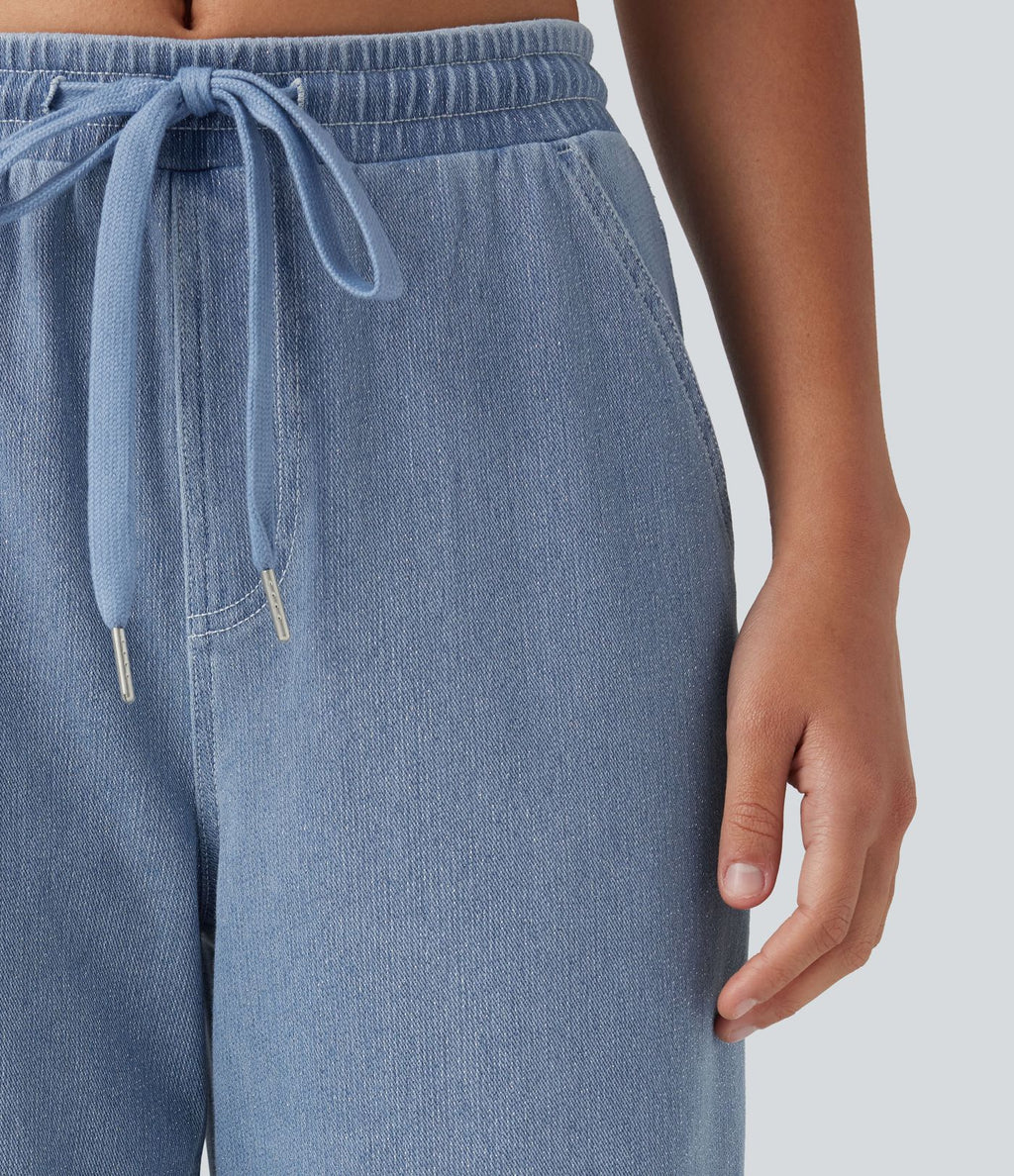 Jogging taille basse Halara Flex™ jambes larges, effet sparkle, avec poches