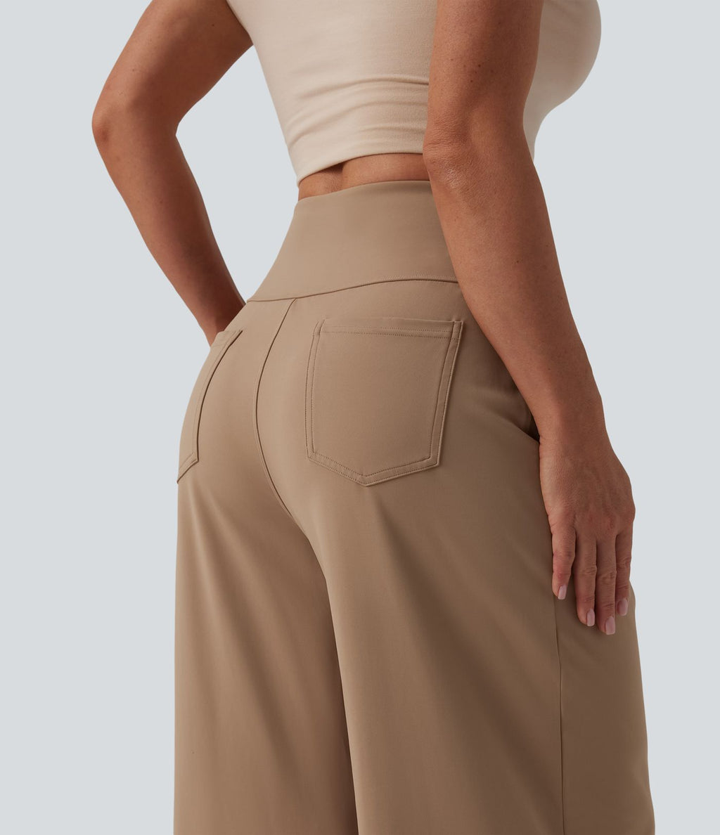 Pantalon large décontracté SoftlyZero™ Airy gainant taille haute effet frais InstantCool avec poches, protection solaire UPF50+