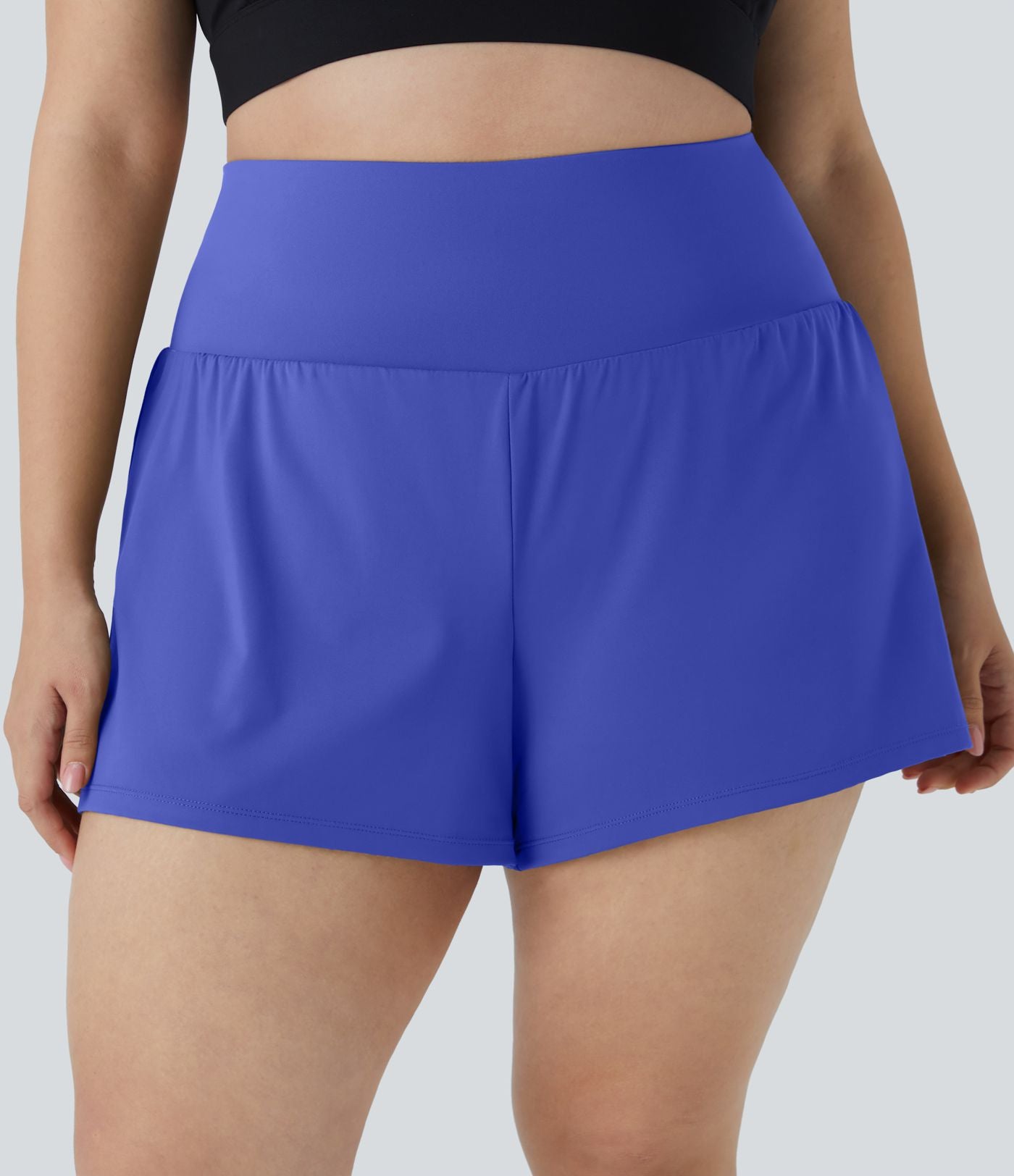 Short 8,8cm Sport Grande Taille 2 en 1 avec Poches Arrière et Poches Latérales Cachées