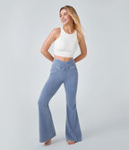 Jean super évasé Halara Flex™ décontracté maille denim extensible délavée effet frais InstantCool taille haute poches croisées