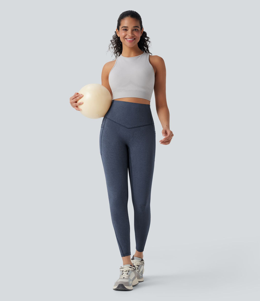 Legging de yoga gainant taille haute imprimé denim avec poches Halara UltraSculpt™