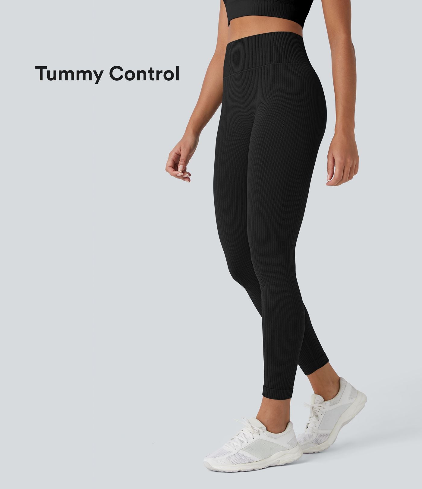 Legging yoga 7/8 gainant taille haute côtelé doux sans couture OneForm Seamless Flow