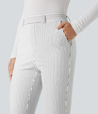 Pantalon de travail Halara Flex™ skinny à rayures, taille haute, avec poches