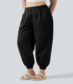Pantalon jogging grande taille, taille mi-haute avec poches