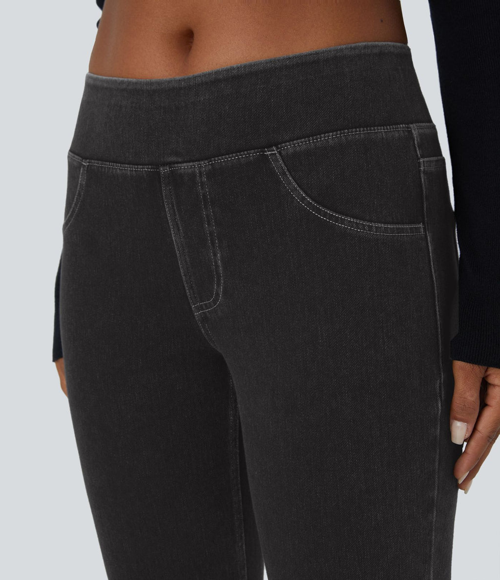 Jean bootcut décontracté Halara Flex™ taille basse avec poches arrière en maille extensible