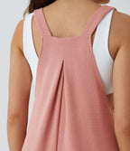 Salopette Casual Bretelles Ajustables Boutonnés Multiples Poches Plis et Tissu Gaufré