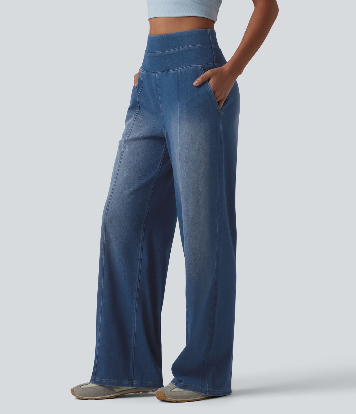 Halara Flex™ Jean large décontracté taille haute ventre plat avec poches