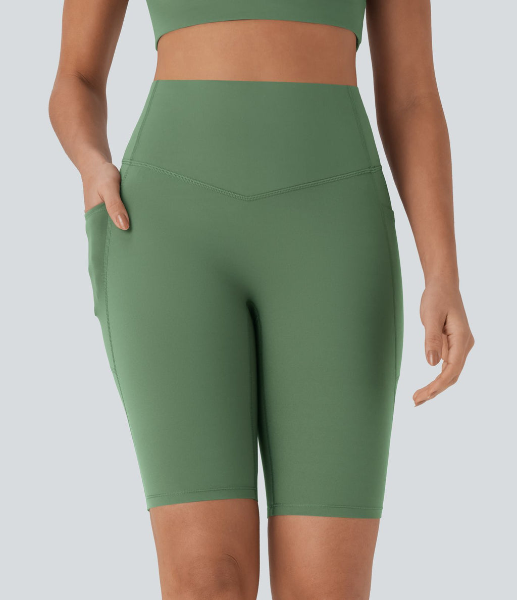 Short cycliste 22,8 cm d'entraînement gainant taille haute avec poches Halara UltraSculpt™