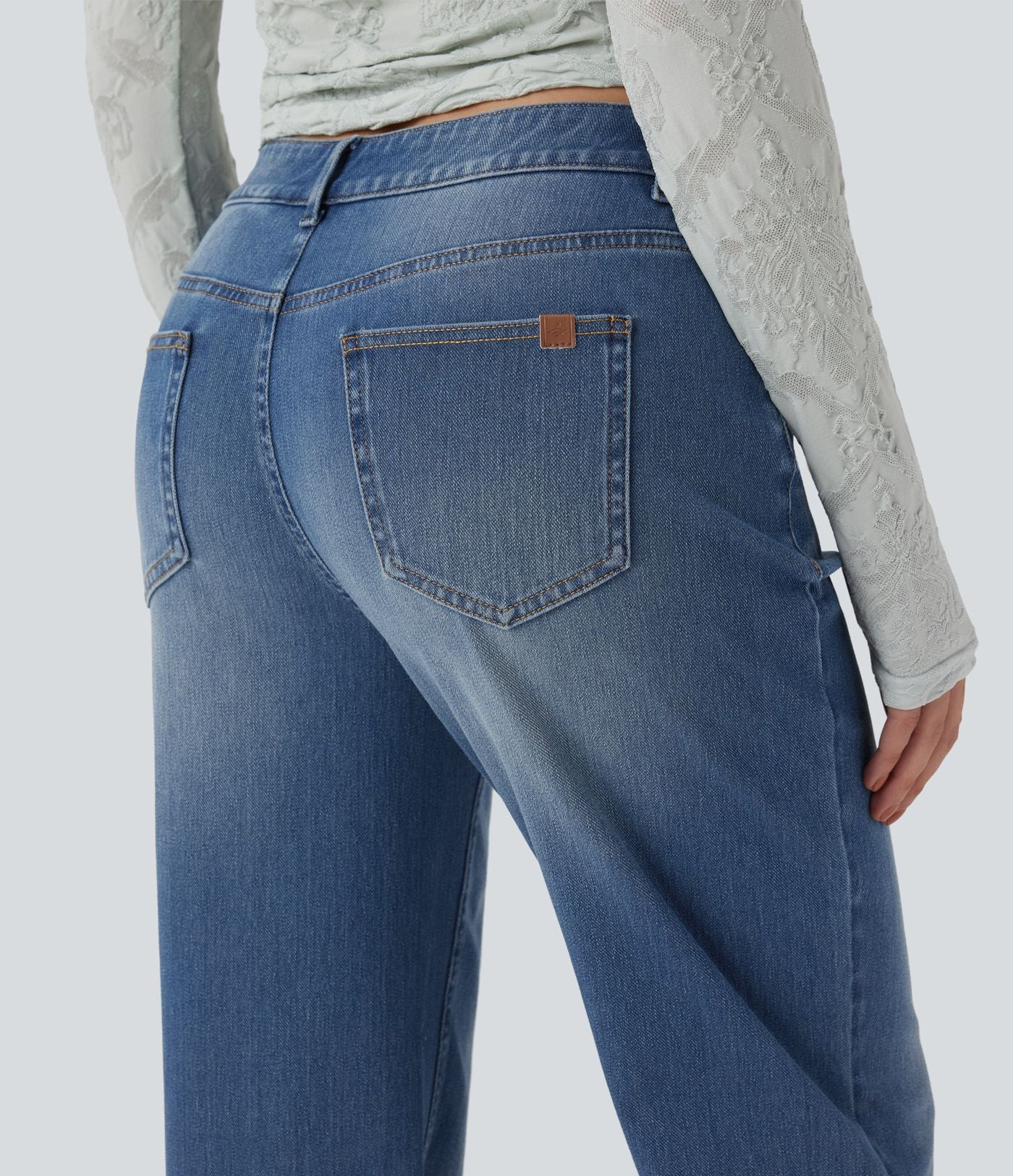 Jean décontracté Halara Flex™ taille basse coupe droite avec poches