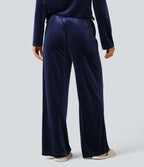 Pantalon détente baggy velours taille haute avec poches