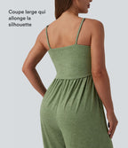 Combinaison décontractée large chinée froncée bretelles ajustables avec poches - Easy Peasy