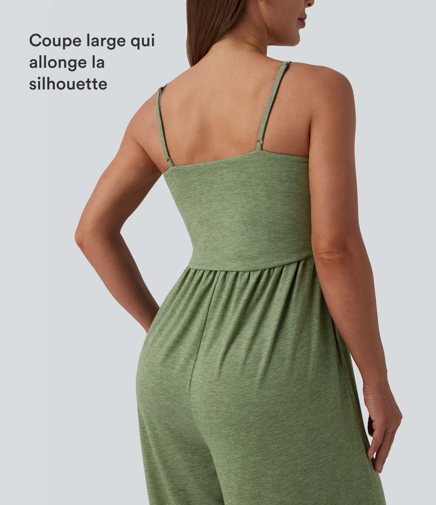 Combinaison décontractée large chinée froncée bretelles ajustables avec poches - Easy Peasy
