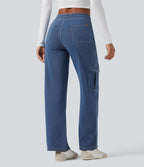 Halara Flex™ Taille Mi-Haute Multiples Poches Jambe Droite Jean Cargo Décontracté Extensible
