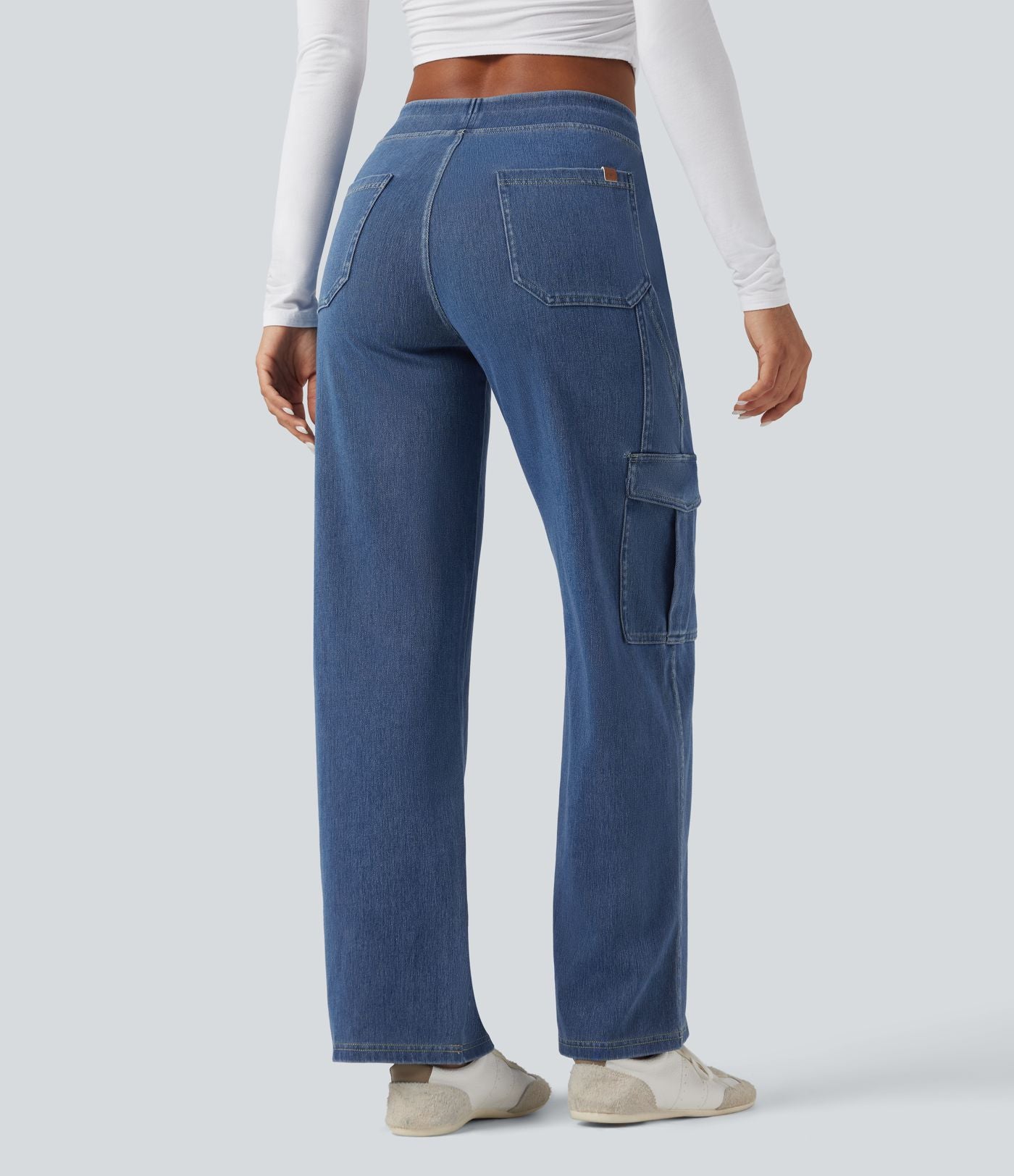 Halara Flex™ Taille Mi-Haute Multiples Poches Jambe Droite Jean Cargo Décontracté Extensible