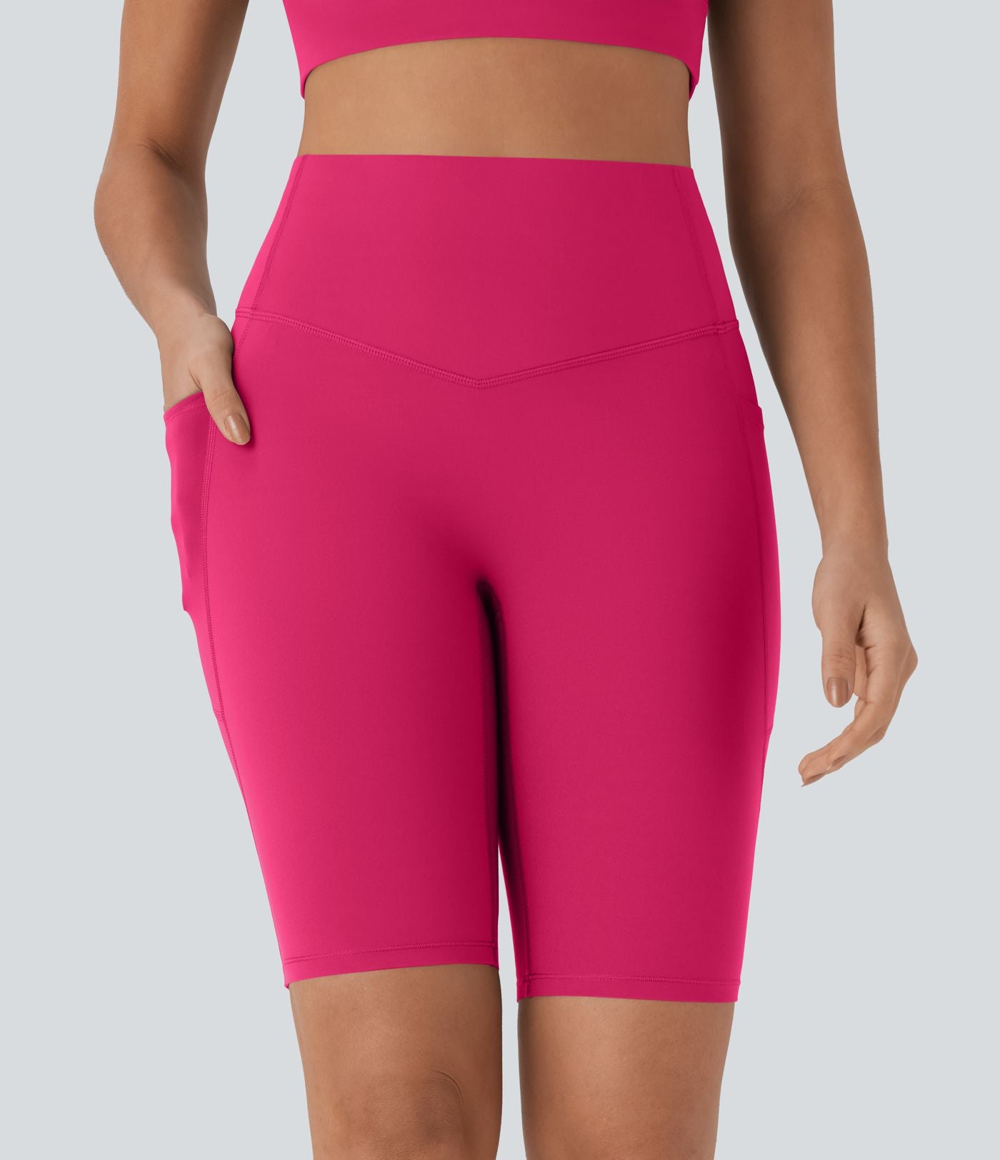 Short cycliste 22,8 cm d'entraînement gainant taille haute avec poches Halara UltraSculpt™