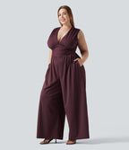 Combinaison grande taille rayée à décolleté V plongeant, toucher frais, coussinets amovibles, poches et accès facile Easy Peasy
