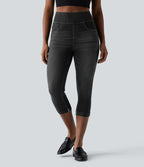 Jean capri skinny Halara Flex™ taille haute décontracté à ourlet roulotté avec poches