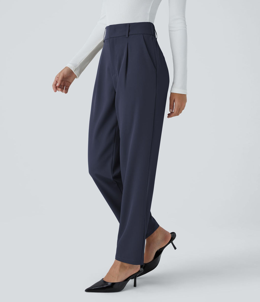 Pantalon tailleur Halara Flex™ fuselé uni, taille haute, avec poches