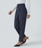 Pantalon tailleur Halara Flex™ fuselé uni, taille haute, avec poches