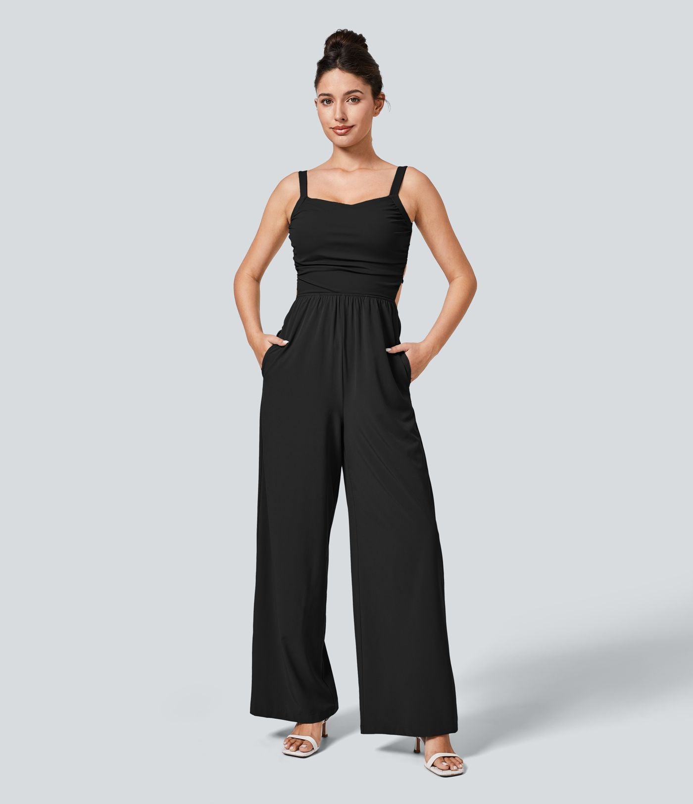 Breezeful™ Combinaison Casual Dos Nu Croisé avec Lacets et Poches Latérales à Séchage Rapide