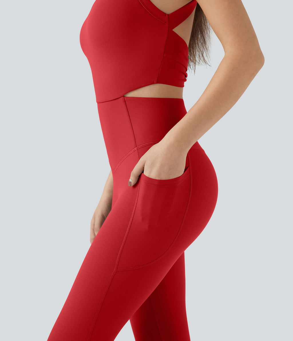 Combinaison-pantalon d'entraînement gainante avec poches - Édition Easy Peasy Halara UltraSculpt™