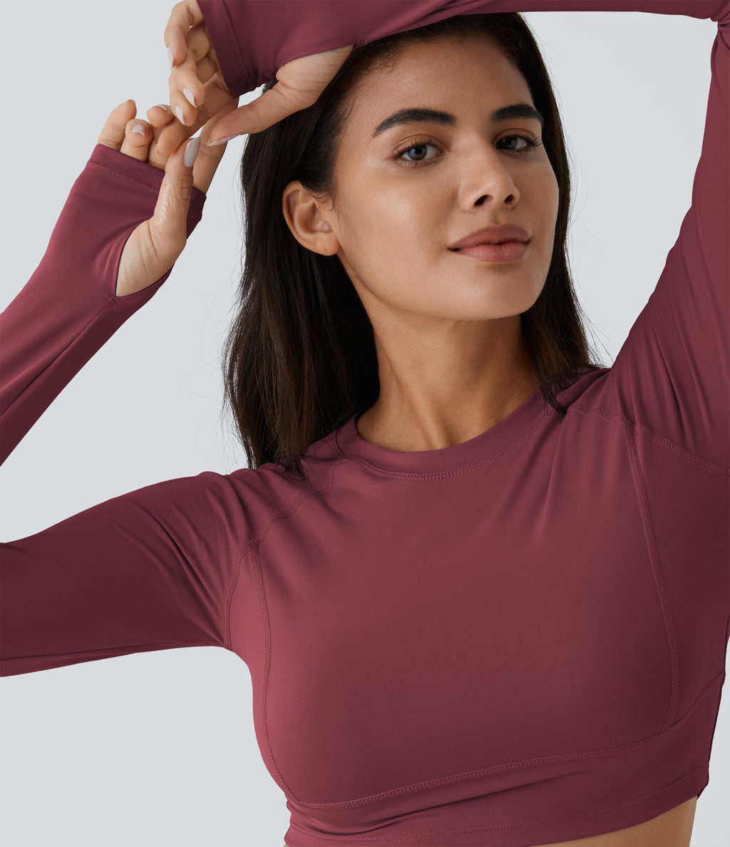 Top Sport Yoga Uni à Trou pour le Pouce Coupe Courte