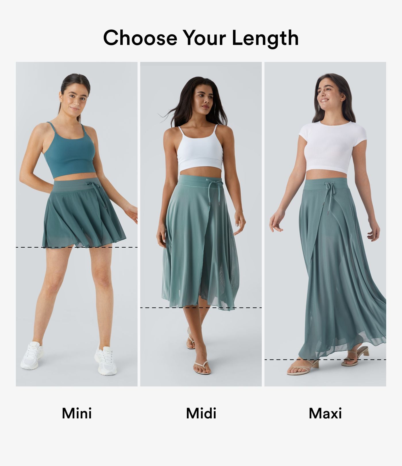 Jupe Casual Évasée Fluide 2 en 1 en Maille Contrastée Taille Haute Cordon de Serrage Poche Latérale