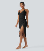 Robe moulante SoftlyZero™ Airy croisée froncée laçage effet frais InstantCool, bonnets E-G, protection solaire UPF50+