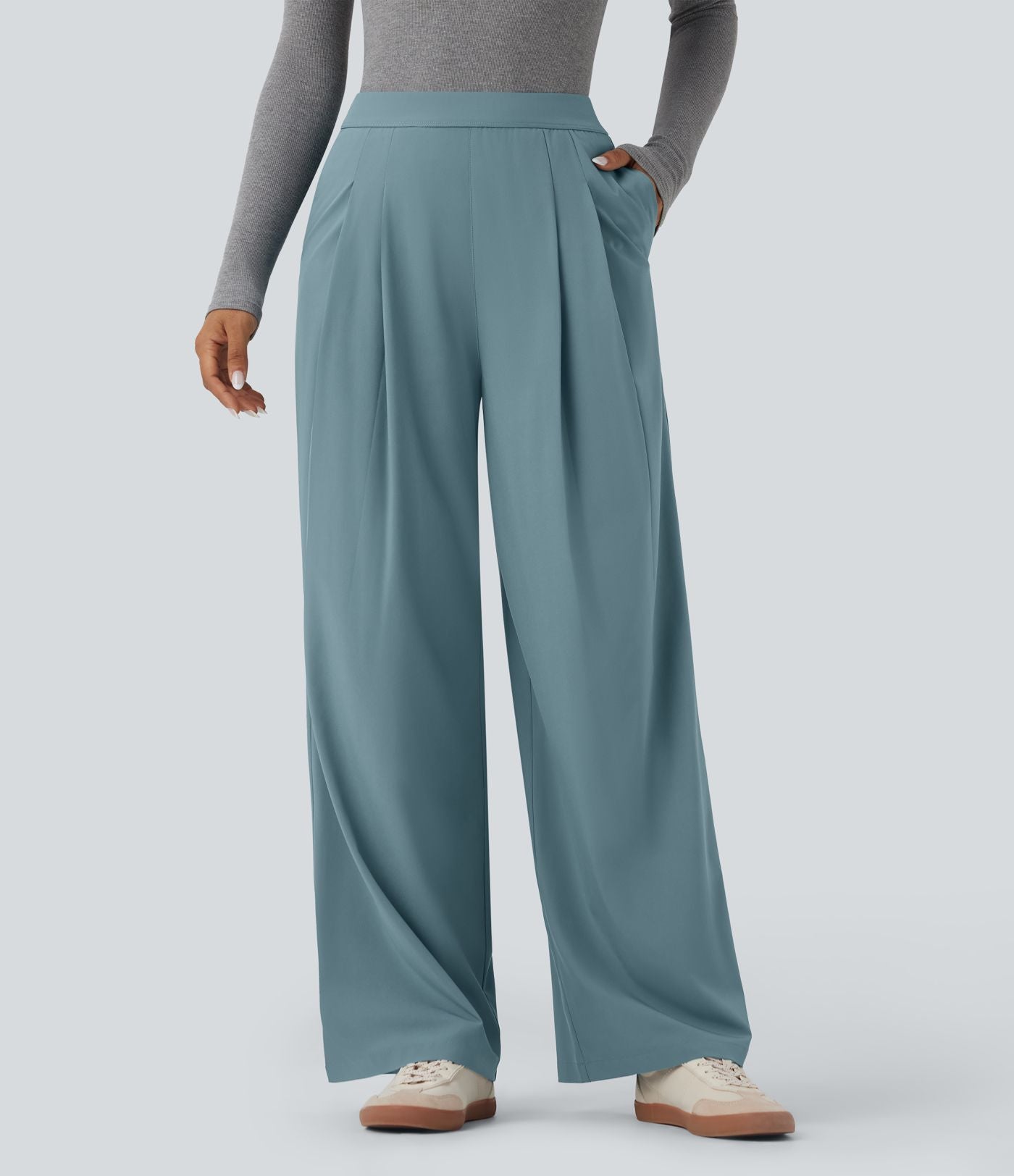Pantalon de costume Breezeful™ à taille haute, jambes larges, poches latérales et séchage rapide