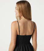 Robe nuisette mini longue casual froncée à bretelles ajustables