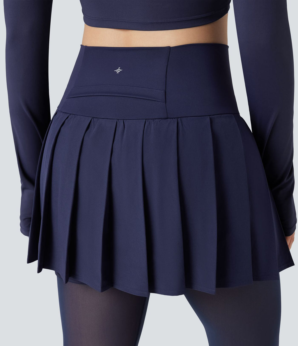 Legging à jupe étrier danse Breezeful™ 2-en-1 taille haute plissé résille contrastante séchage rapide avec poches