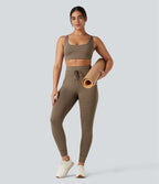Brassière de sport yoga soutien léger col U à découpes rayé bonnets A-C