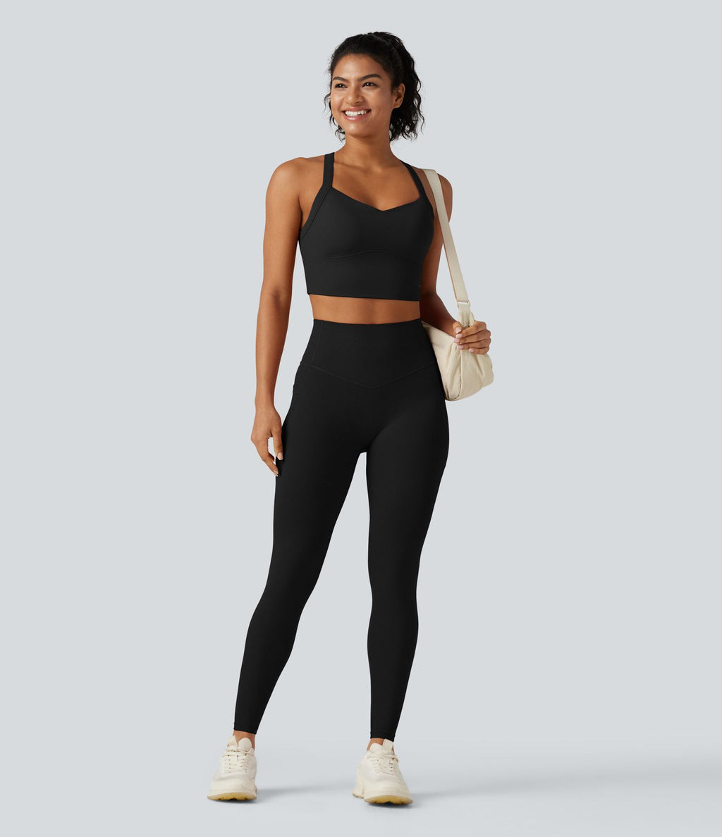 SoftlyZero™ Plush Débardeur de yoga court col cœur avec soutien-gorge intégré