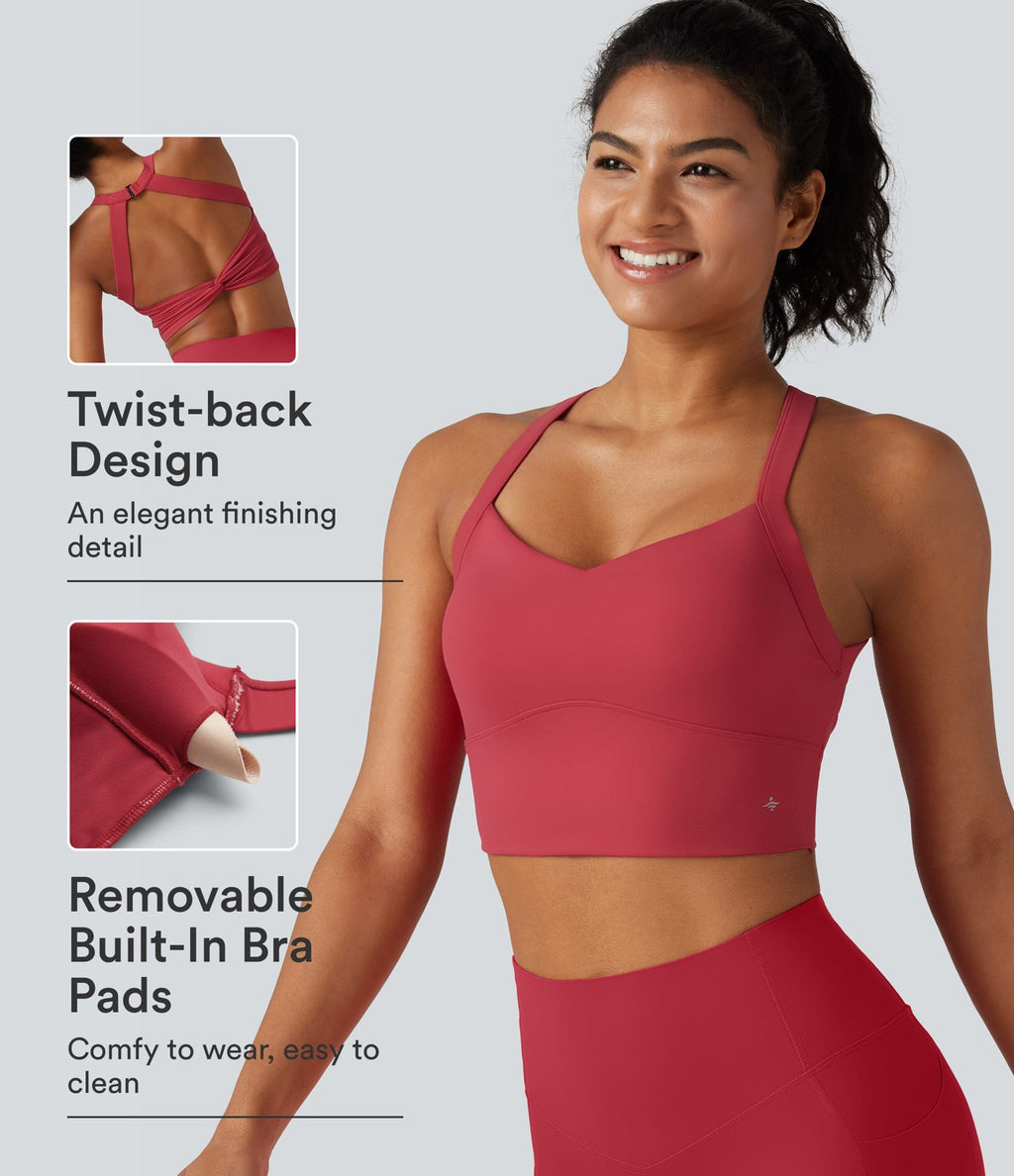 SoftlyZero™ Plush Débardeur de yoga court col cœur avec soutien-gorge intégré