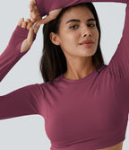 Top Sport Yoga Uni à Trou pour le Pouce Coupe Courte
