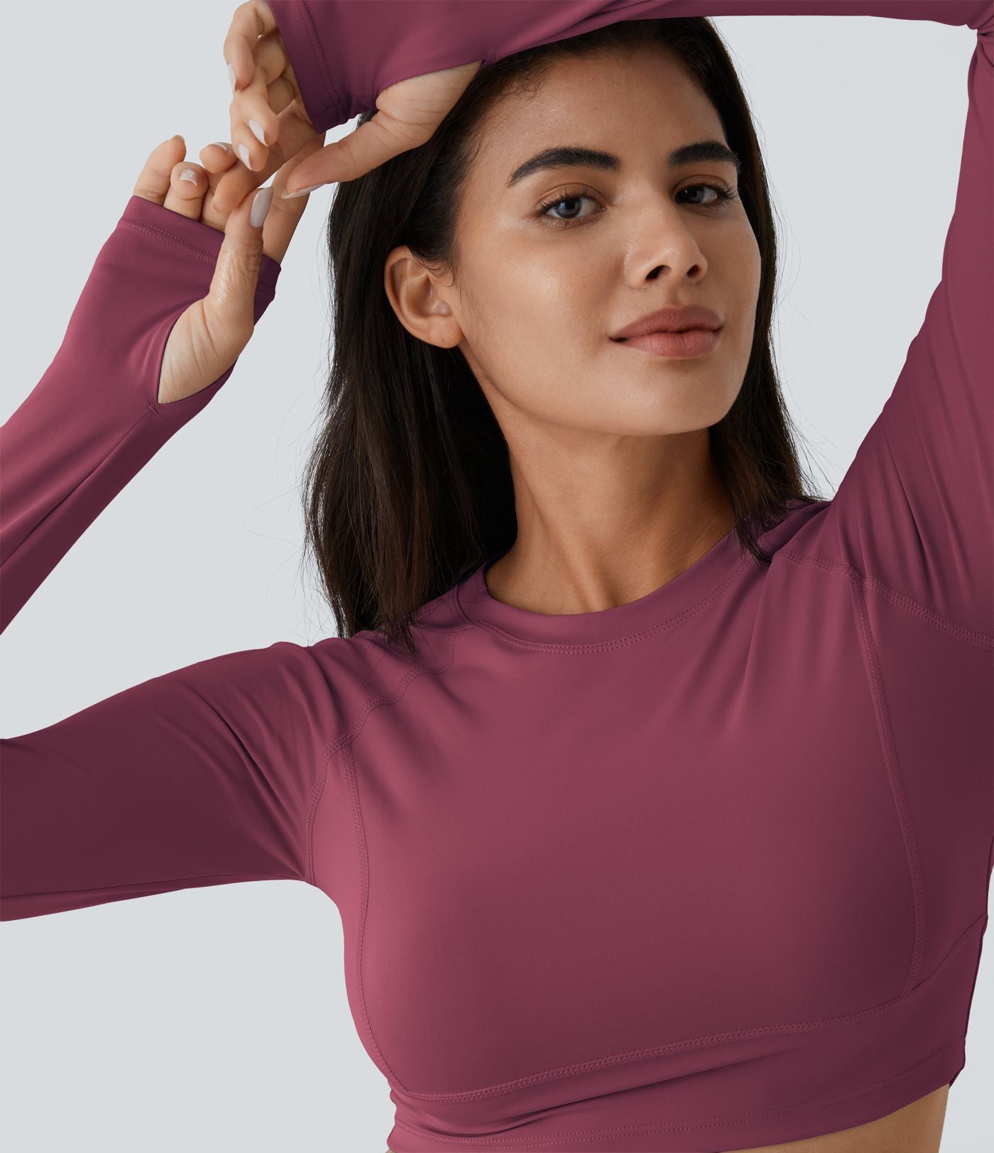 Top Sport Yoga Uni à Trou pour le Pouce Coupe Courte