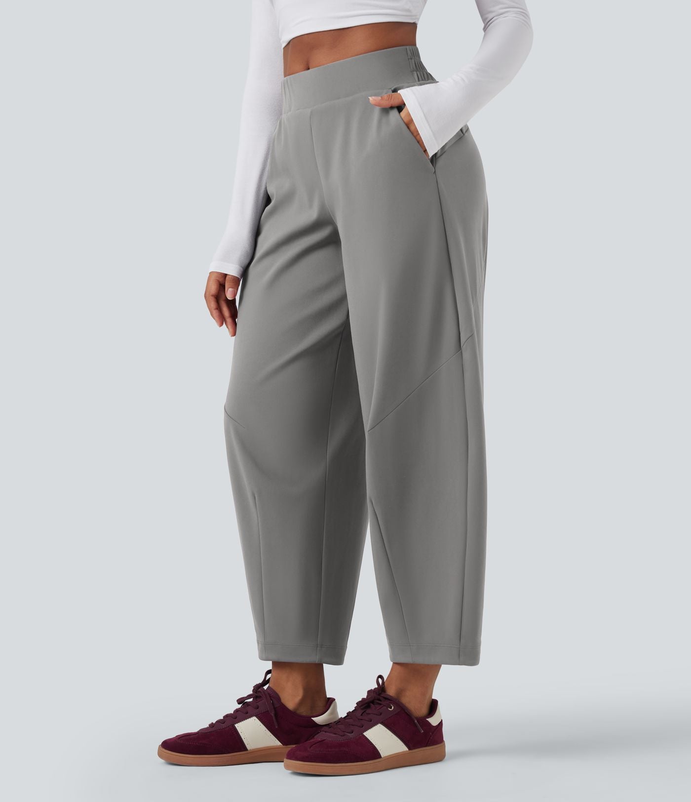 Pantalon 7/8 jambes tonneau taille moyenne DayStretch avec poches